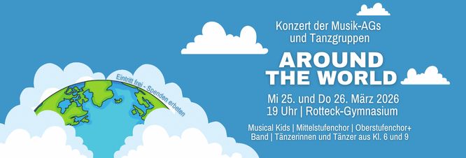 Veranstaltungsplakat für den Konzertabend "Around the World"